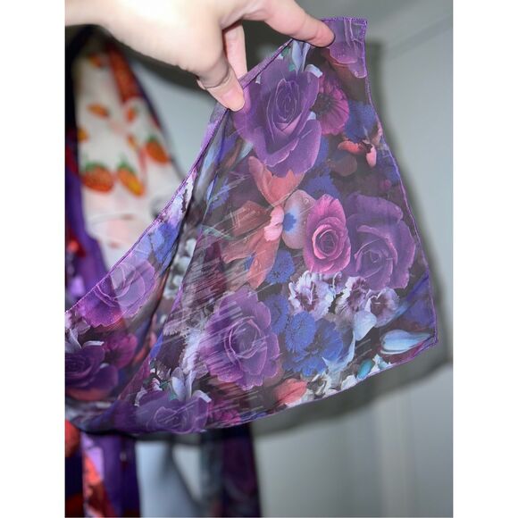 Lot of 2 Scarves All sizes Purple Florals Vintage - Picture 1 of 5